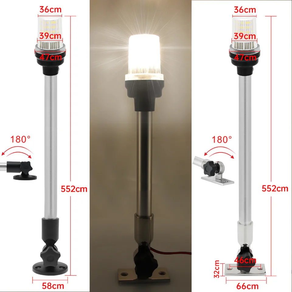 Yunseity Boat Stern Light - 12 Inch LED Anchor Light With 2NM Visibility, IP65 Waterproof