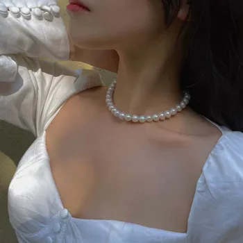 Vintage White Imitation Pearl Chain Choker Necklace for Women 2025 New Trendy Temperament Beaded Necklace Wedding Jewelry Gift 3