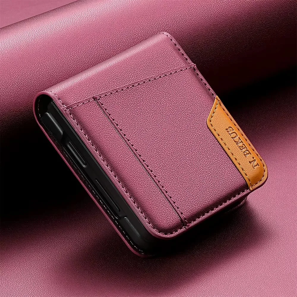 Premium Business Leather Wallet Card Slot Case with Magnetic Closure, Flip Design Cover