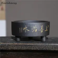 

Yixing Purple Clay Pot Desktop Bonsai Pot Three-Legged Small Flower Pot Handmade Chinese Succulent Flower Pot With Hole LC369