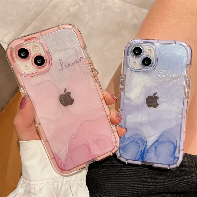 Super Shockproof Gradient Marble Bumper Phone Case for iPhone 14 11 12 13 15 Pro XS Max X XR Clear Soft Silicone Back Cover Case