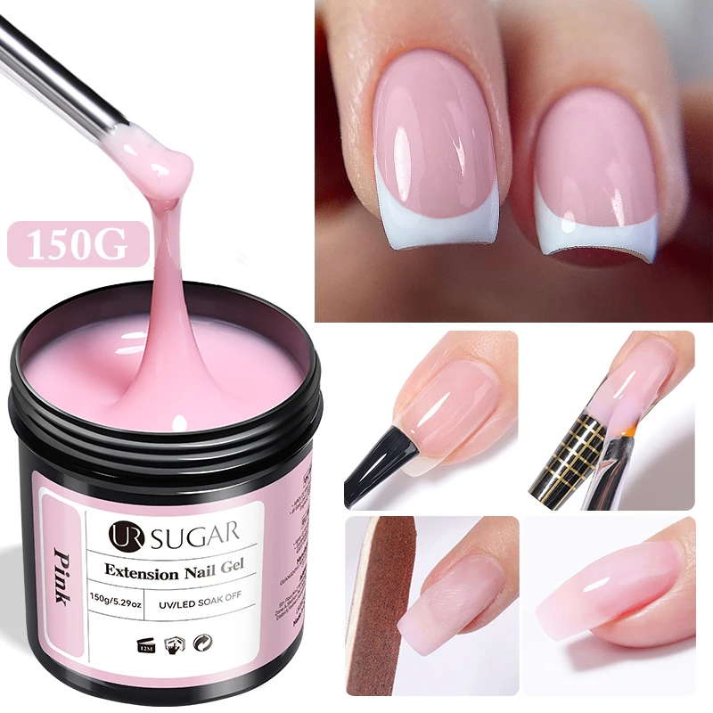 UR SUGAR 150g Transparent Nail Extension Gel Jelly White Light Pink Acrylic French Nail Art UV LED Gel Semi Permanent Manicure 2