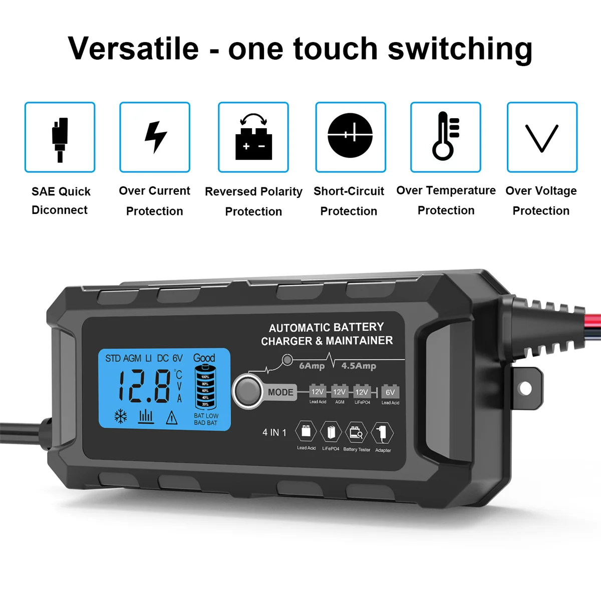 Andeman 6v-6a 12v-6a 14v-4.5a Lcd Smart Fast Car Battery Charger Ac 100v- 240v For Auto Batteries Powerful Repair Charging - Battery Charging Units -  AliExpress