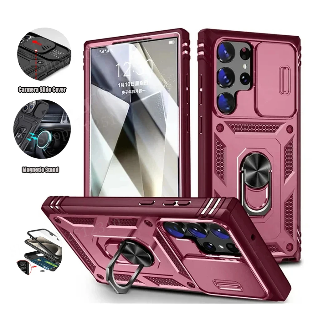 Enhanced Privacy Magnetic Ring Holder Phone Case with 360-Degree Rotation
