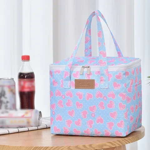 

Convenient flamingo thermal lunch bag for women and cartoon kids portable bento cooler box picnic travel Tote breakfast food.