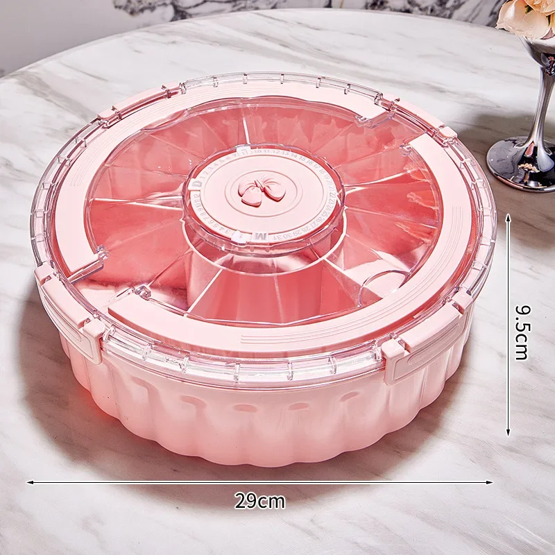Household Divided Coffee Table Dried Fruit Candy Box Sealed Moisture-proof Fruit Plate with Lid Living Room Melon Seeds Snacks
