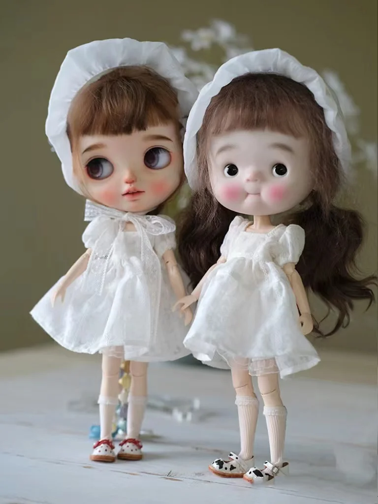

Four-piece set BJD Blythe Clothes White lace angle dress 1/6 30cm Dolls (Fit Pullip,Ob24, Licca、qbaby、ICY, JerryB, 1/6 Doll)