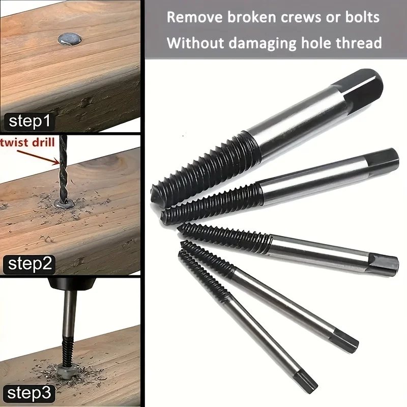 Screw Extractor Metal Drill Bit Set 5/6pcs Damaged Screws Remover Extractor Woodworking Tools Broken Bolt Water Pipe