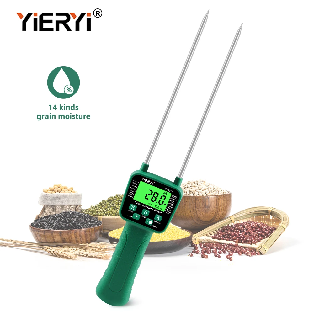 Yieryi Grain Moisture Meter YY-1011 Digital Grain Moisture Content Tester For Wheat Corn Barley Feed Soybean Peanut Seed Cotton
