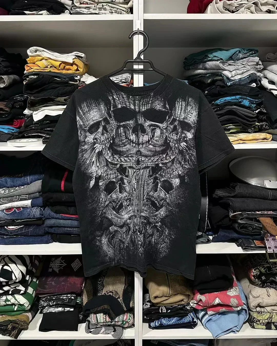Y2K Gothic Skull Cross Streetwear Tee – Trendy Graphic T-Shirt