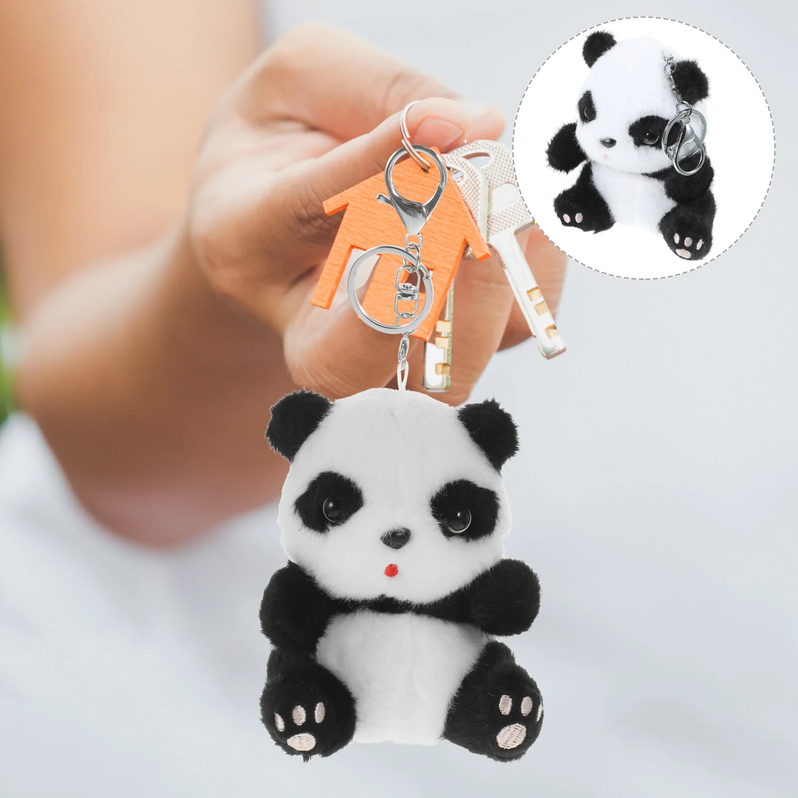 

Plush Panda Key Chain Stuffed Animal Key Ring Cute Panda Pendant Charm Car Key Holder Backpack Purse Handbag Hanging