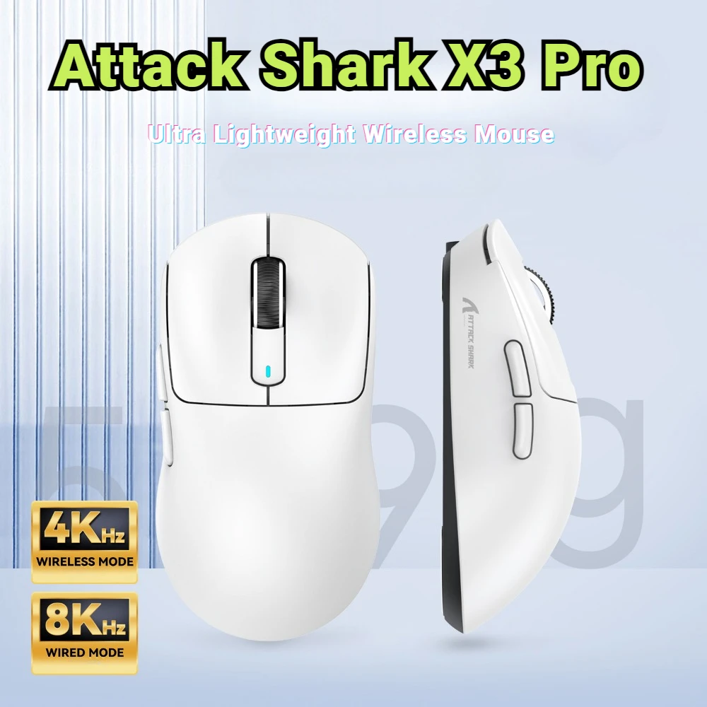Беспроводная мышь Attack Shark X3Pro 8KHz F1 Pro 2,4G, тройной режим Paw3395, легкая высокопроизводительная игровая мышь для FPS игр