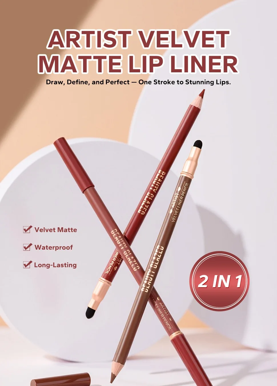 Description Picture 2 of itemBlack Green Lip Liner Pencil Matte Velvet Nude Red Brown Contour Tint Lipstick Creamy Tint Waterproof Slim Lip Liner Makeup