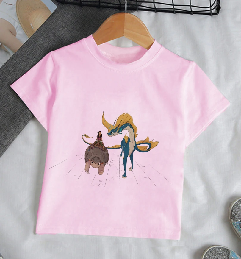 top T-Shirts Disney Cartoon Raya And The Last Dragon T Shirt Kids Cute Print Boys Girls T-shirt Summer Casual Comfortable Short O-Nack Tops vlone shirt