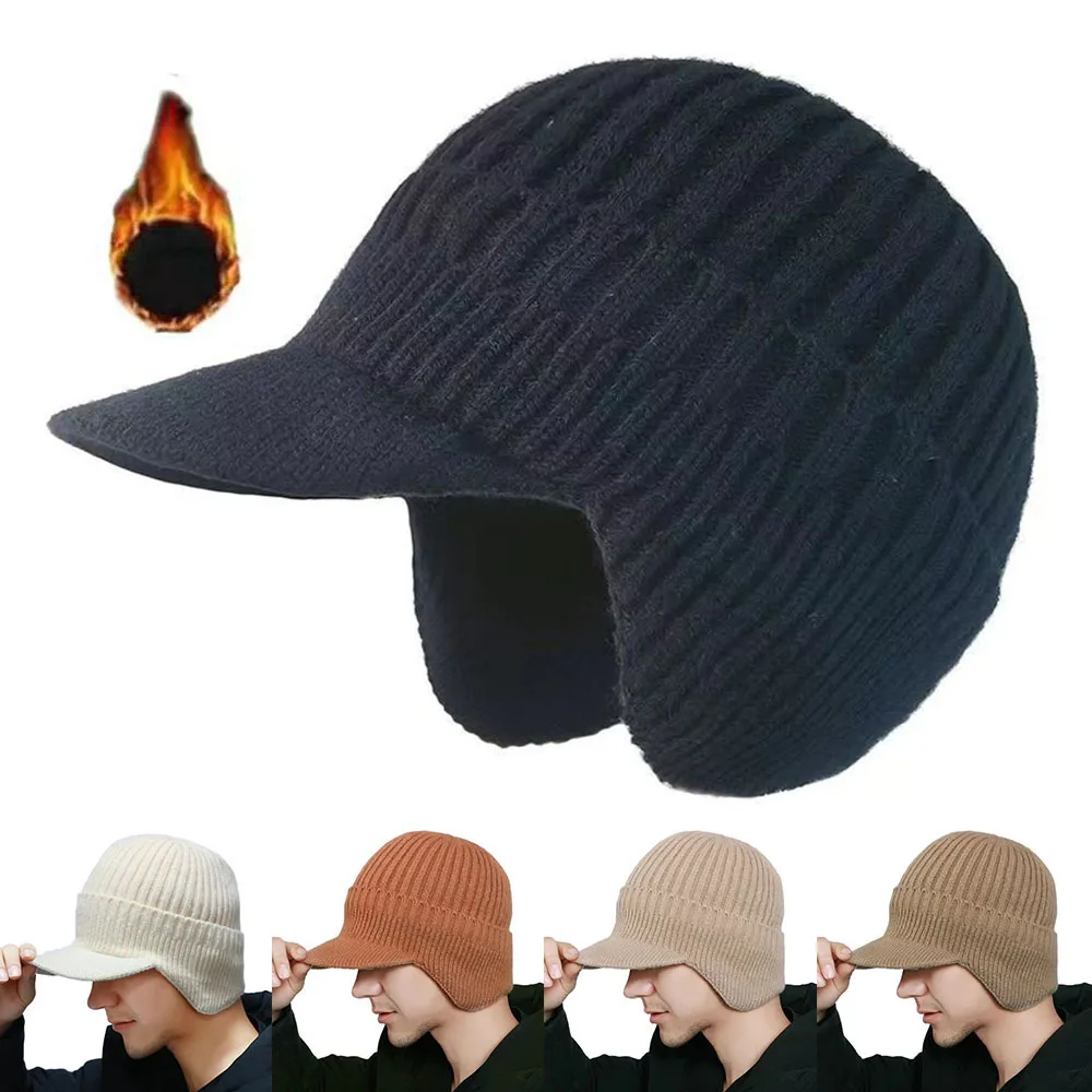 Winter Warm Sunhat Bomber Hats Men Winter Knitted Hat Outdoor