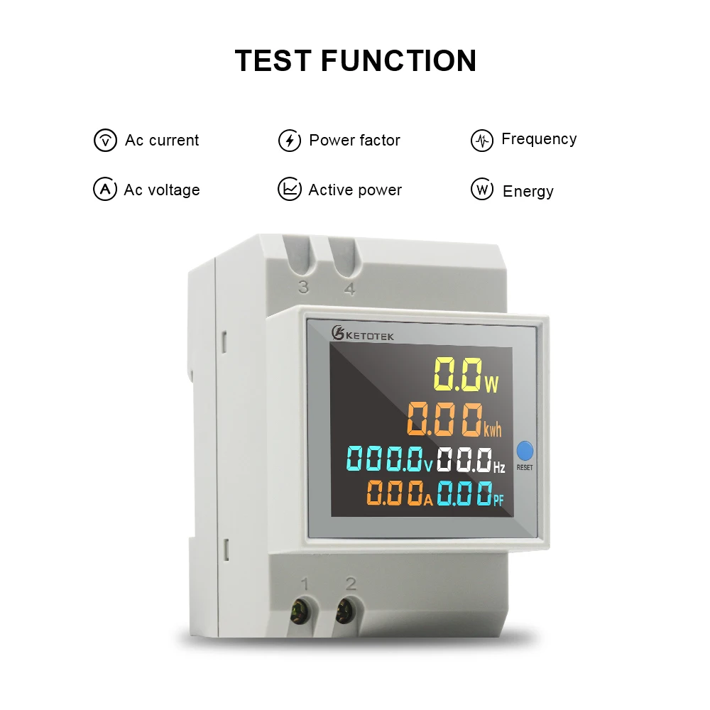 KetoteK-Din Rail 디지털 0-100A 전류계 AC 80-300V 250V-450V 전압계, Led 디스플레이 Amp 볼트 에너지 전력계 활성 와트 미터