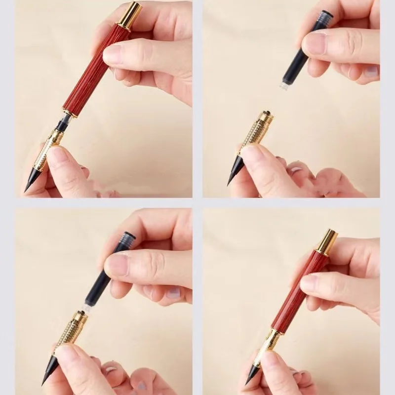 Penna a pennello con punta a pennello e calligrafia cinese a forma di testa di coniglio, in pelo di donnola._voghion.com