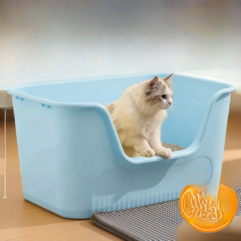 Extra Large Semi-Enclosed  Litter Box Maine Coon Pet Supplies Anti-Spla  Toilet Bowl Manual Cleaning PP Plastic Material