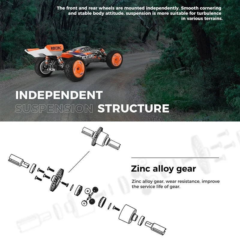 WLtoys 124010 55KM/H RC Car Professional Racing Vehicle 4WD Off-road Electric High Speed Drift Remote Control Toys for Children 4