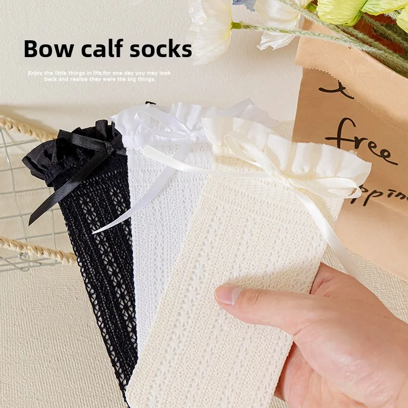 New Summer Girls Tights Pure Cotton Breathable Mesh Beige White Black Children Princess Pantyhose Lolita Leggings For 4-6Y