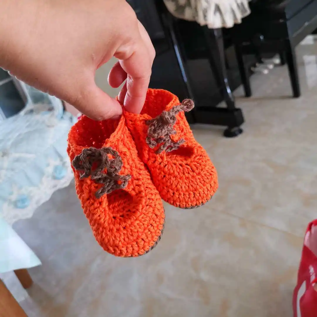 QYFLYXUENew Mommy Handmade Wool Cotton High Help Baby Shoes Crochet Manual Diy Knitting Coarse Thread