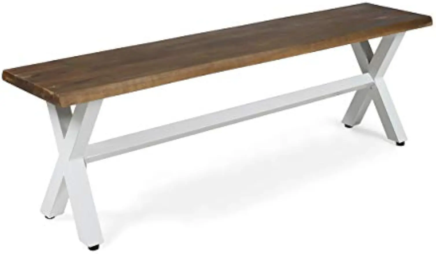 

Christopher Knight Home Juliana Acacia Wood Dining Bench with Iron Legs, Dark Oak + White Rustic Metal