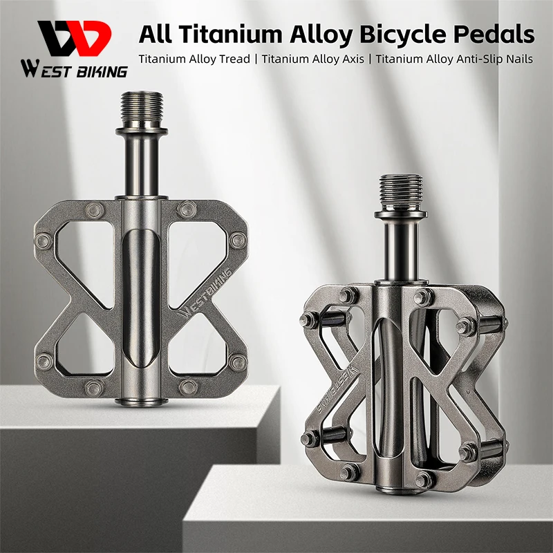 

WEST BIKING All Titanium Alloy 3 Bearings Bicycle Pedals Lightweight Cycling Platform Classic Wide Pedal Cycling Accessories