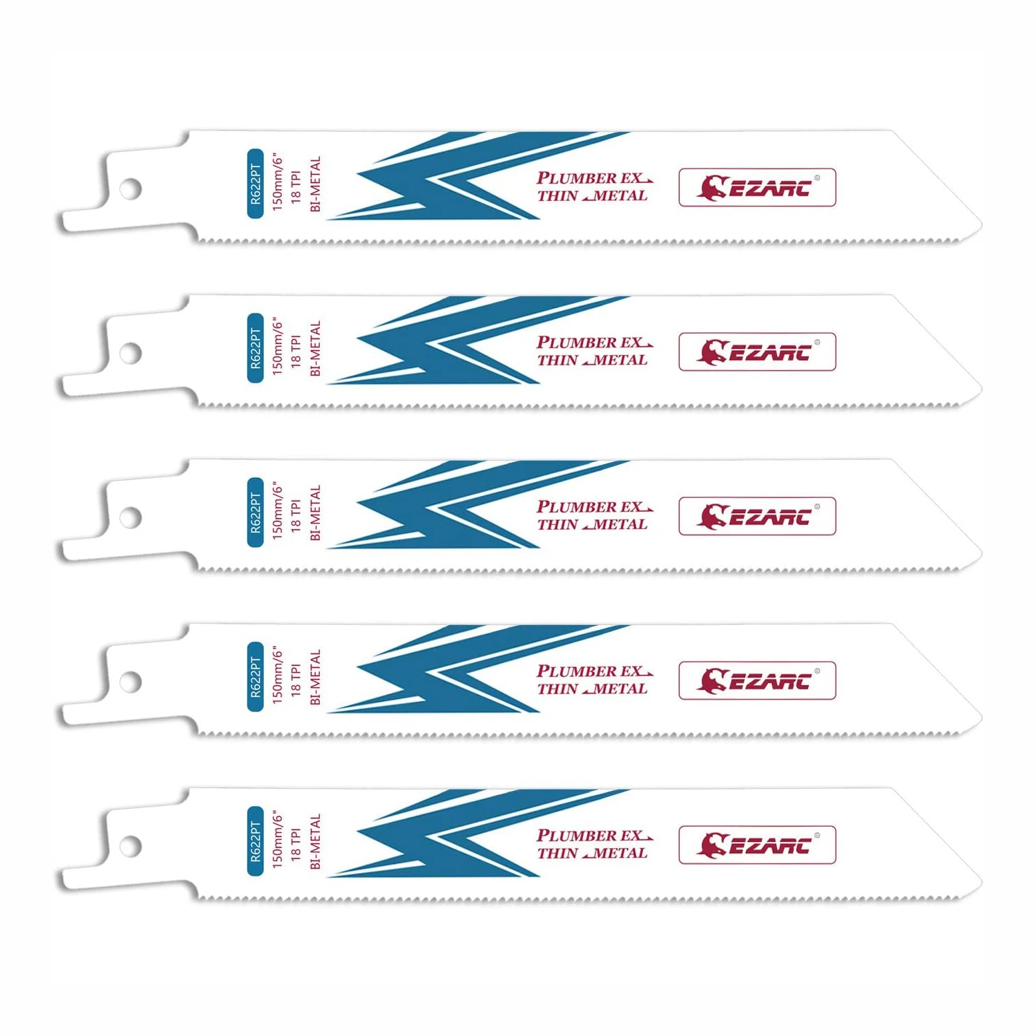 EZARC 6-Zoll Säbelsägeblatt Bi-Metall Kobalt Säbelsägeblätter für Dünne bis Mittelschwere Metallschnitte 150mm R622PT 18TPI
