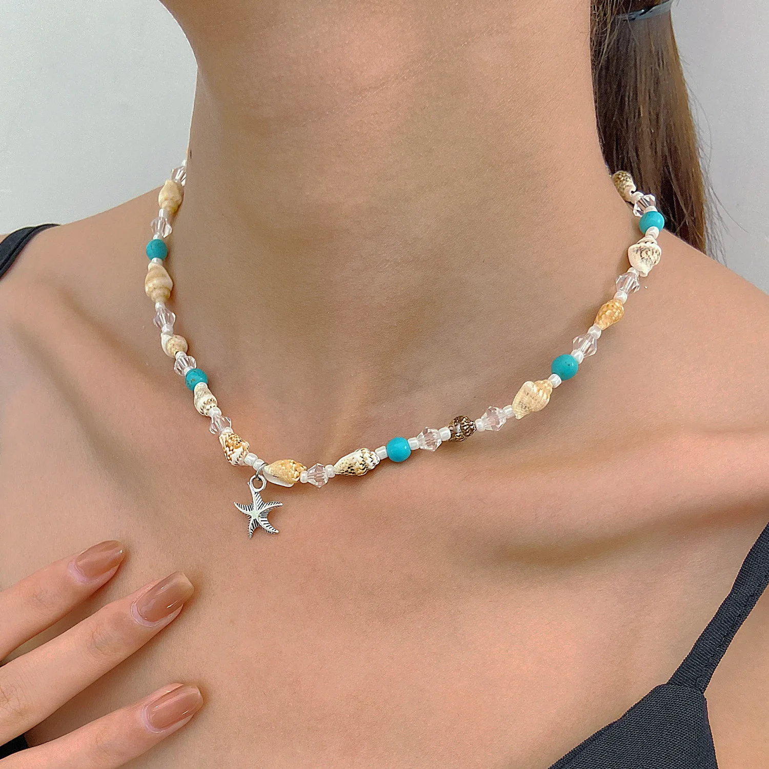 Asphinien Bohemian Shell Choker Necklace - Multicolored Beaded Star Collar For Women - View #13