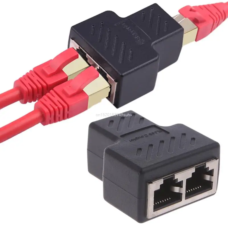 Ethernet RJ45 Splitter Adapter and Coupler Extender 1-to-2 Female Plug Connector