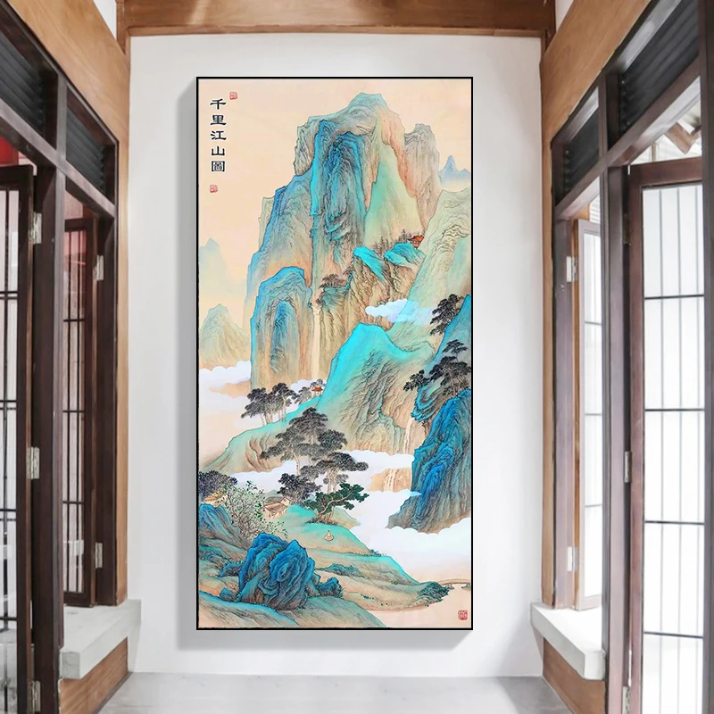 Description Picture 4 of itemNeedlework,A Thousand li River and Mountain Map Vertical Version Cross stitch Handmade 11CT Counted Canvas DIY,Cross-stitch kits