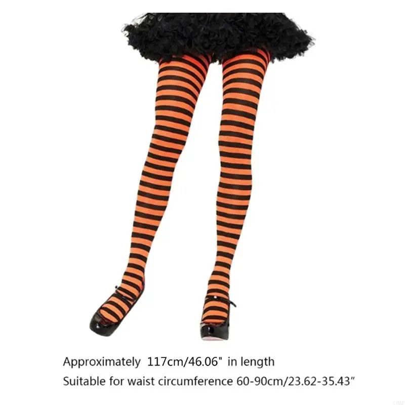 C5AF Womens Horizontal Striped Tights Multicolor Opaque Pantyhose Stockings Partywear