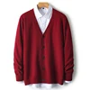 Men's V-Neck Sweater In Autumn And Winter 100% Long Sleeve Warm Knit Cardigan Loose Outer Wear Business Casual Coat Sweater. 6
