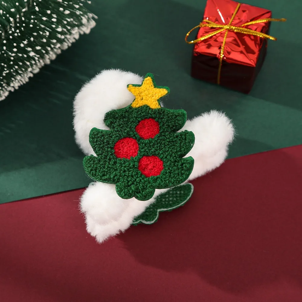 Xmas Headwear Christmas Plush Hair Clip Christmas Tree Shark Clip Santa Claus Grab Clip Cartoon Hair Jewelry Snowflake Hair Claw