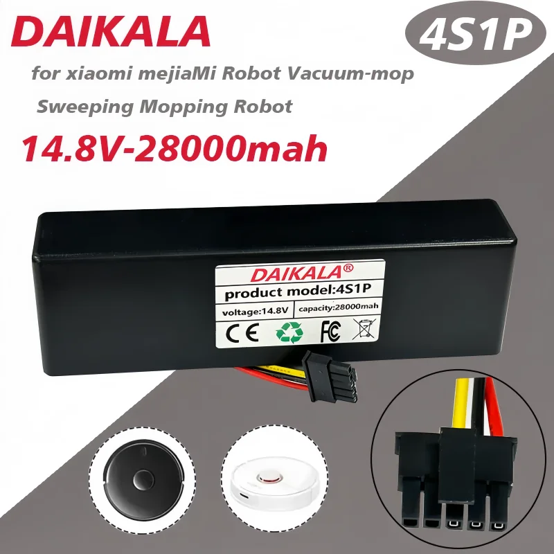 

14.8V For Xiaomi Mop Pro Robotic 28000mAh For Vacuum Cleaner Replacement Battery For Yunmi MVVO1-JG Haier Jx37