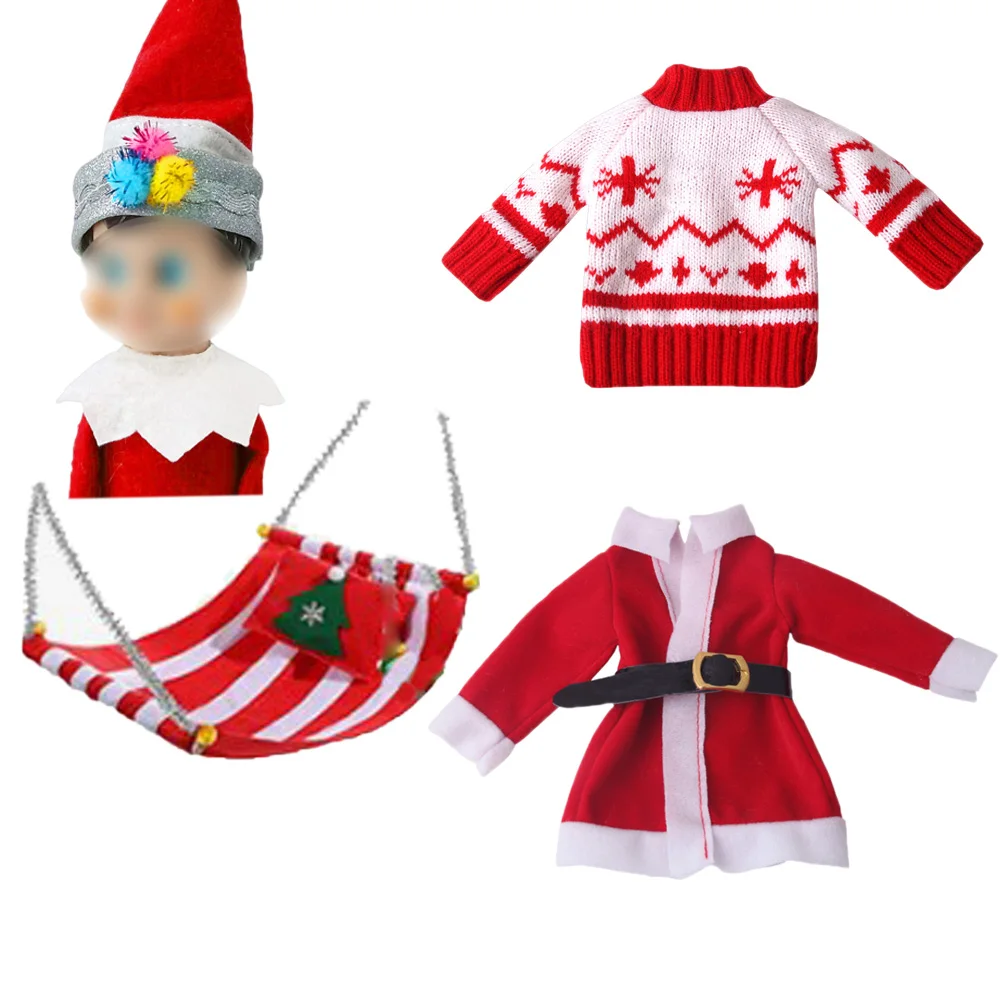 

Christmas Elf Doll Kawaii Red Trench Coat New sweater Lalafanfan Comfortable Hammock Toy Accessories Children's Birthday Gifts