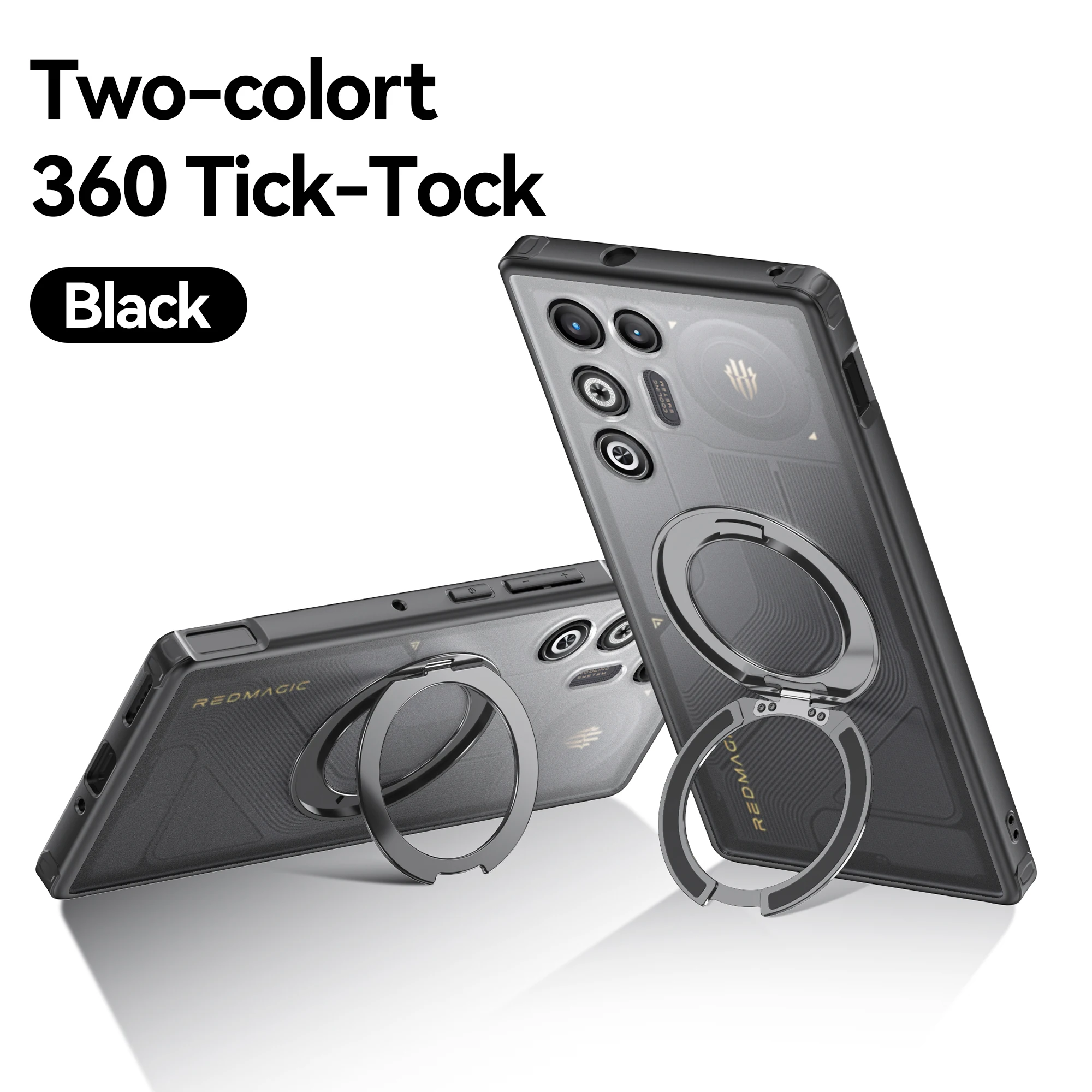 Translucent Shockproof Magnetic Phone Case with 360° Rotating Bracket and Matte Finish