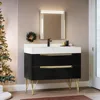 36 Inch Bathroom Vanity with Sink, Bathroom Cabinet with White Sintered Stone, Bathroom Sink Vanity, 4 Drawers Soft Close System 1