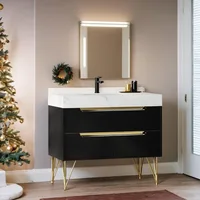 36 Inch Bathroom Vanity with Sink, Bathroom Cabinet with White Sintered Stone, Bathroom Sink Vanity, 4 Drawers Soft Close System 1