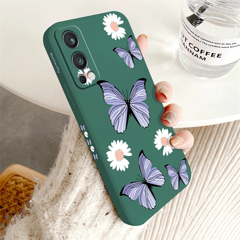Purple Butterfly Flowers Pattern Shockproof Silicone Phone Case - Soft Protective Cover