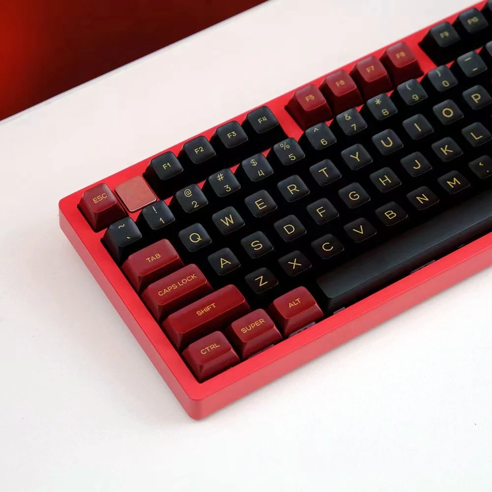 

Red Samurai PBT Keycaps 143 Keys SA Profile Two-Color Keycaps for Kailh MX Switch 61/87/98/108 Mechanical Keyboard Custom KeyCap