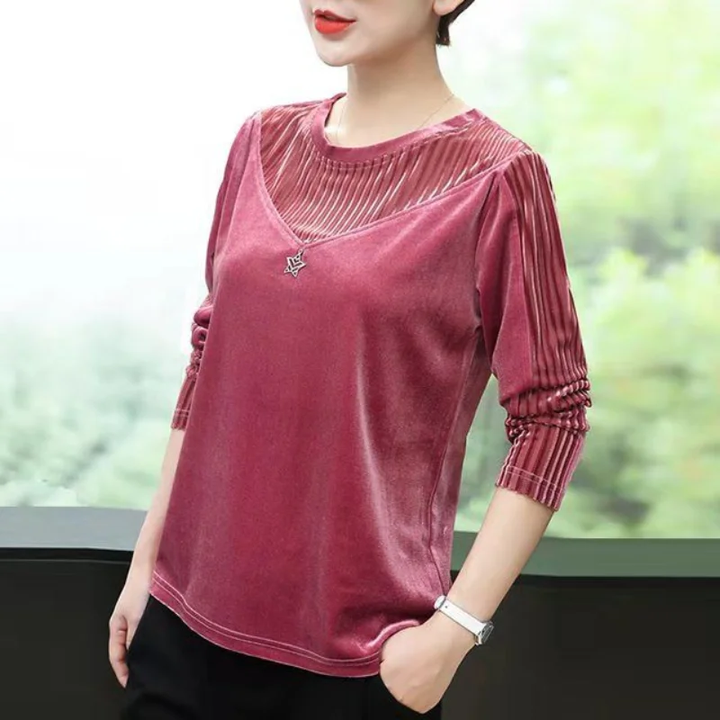 Fashionable and Versatile Commuting Women's Clothing 2023 Autumn and Winter New Round Neck Long Sleeved Solid Color Pullover