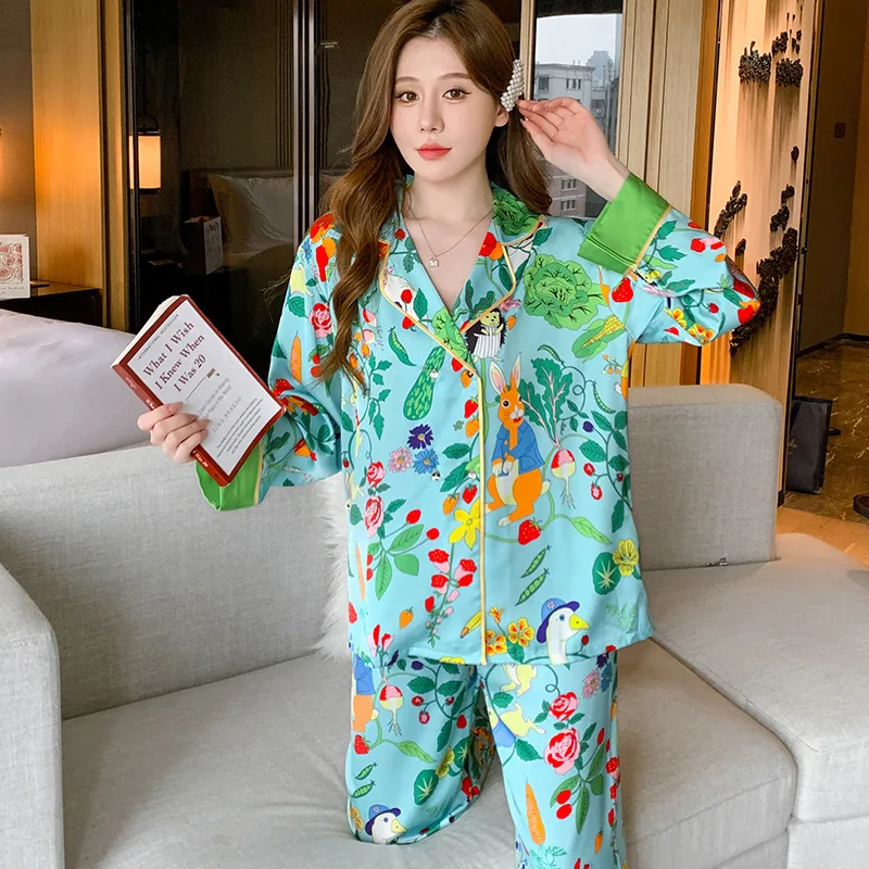 Pyjama 2 Pièces Femme En Coton - Haut Ample Manches Longues, Pantalon Large, Confortable Pour L’intérieur