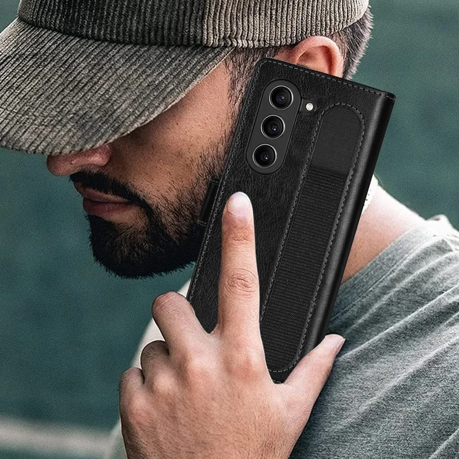 Luxury Wallet Card Holder Strong Magnetism Flip Leather Case For Samsung Galaxy Z Fold5 Z Flip5 Anti-drop Cover Z Fold 5 Flip 5