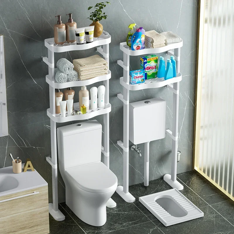 

SpaceEfficient Bathroom Storage Shelf Above Toilet FloortoCeiling System with Shampoo Holder Multifunctional Organizer