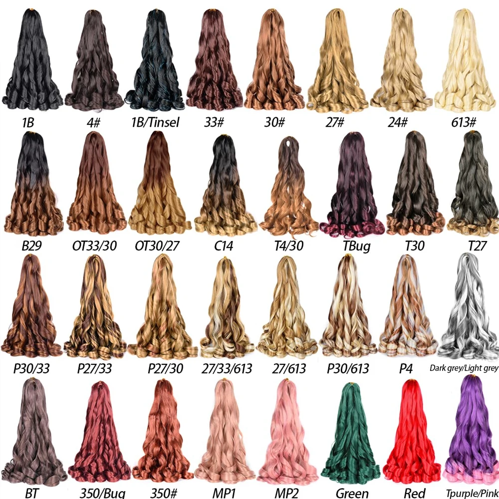 French Curl Braiding Hair Extensions 16/24" Synthetic Pre Stretched Loose Wave Braiding Hair French Curl Crochet Braids Hair 2
