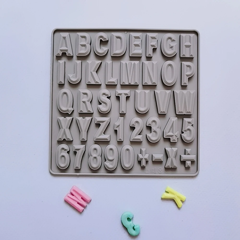 

square alphanumeric chocolate silicone mold DIY candy pudding dessert Birthday cake decoration plug-in kitchen baking appliances