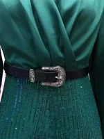 2024 Autumn Evening Party Jumpsuit Women Long Sleeve Solid Sequin V-Neck High Waist Fashion Leg Pants Elegant Chic Spring Shirt - Image 6