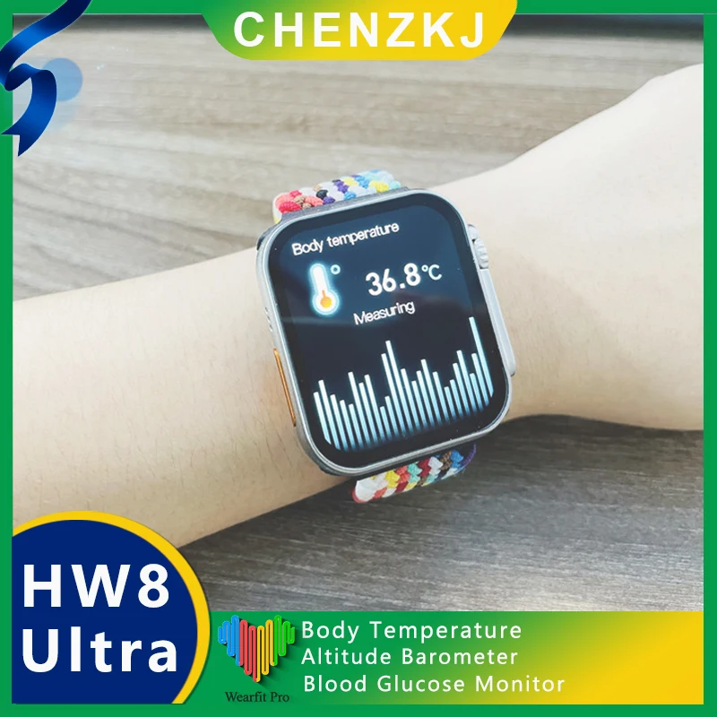 Smartwatch glucose blood monitor women body temperature monitor