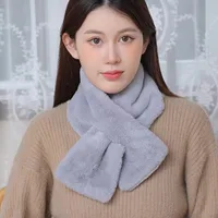 Korean Winter Faux Rabbit Fur Scarf Women Girls Scarf Soft Plush Scarves Solid Color Neck Collar Warmer Stuff Christma Gift 4